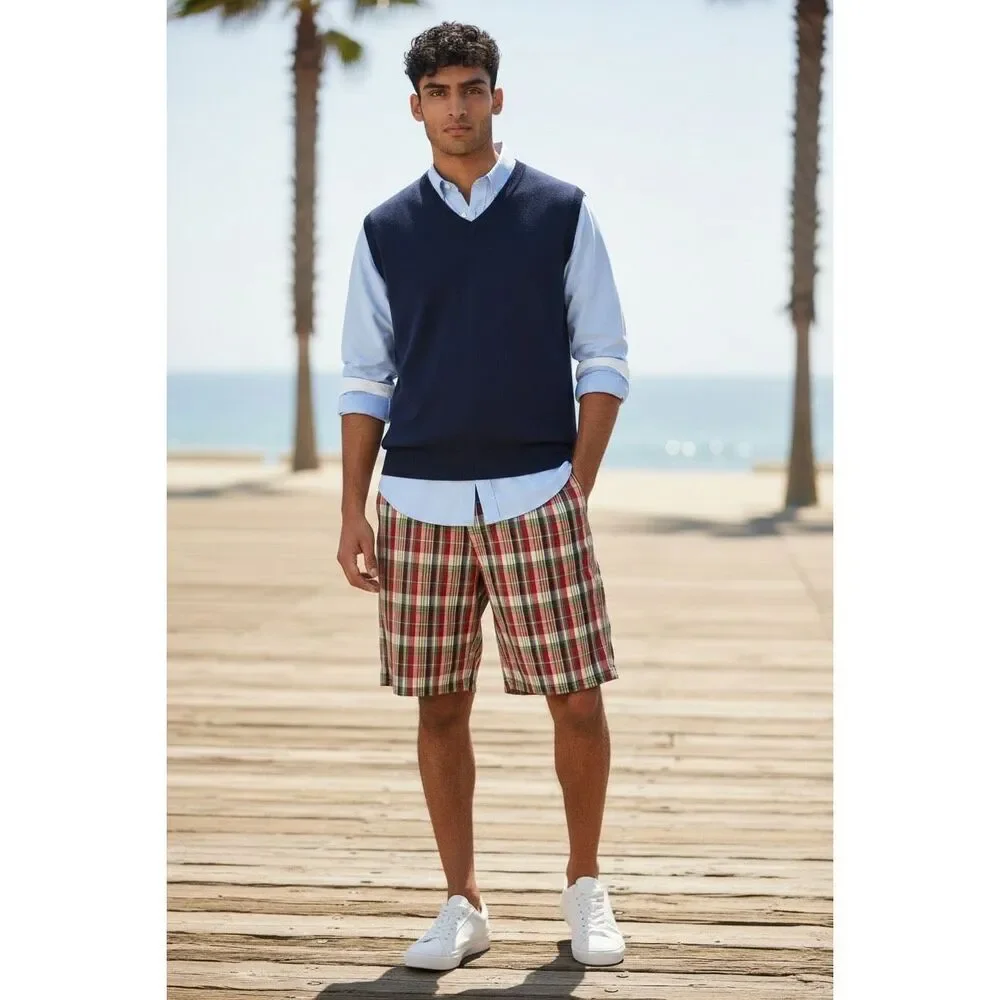 Duck Head Plaid Chino Shorts Red Green Preppy Vintage Golf Men's Size 36